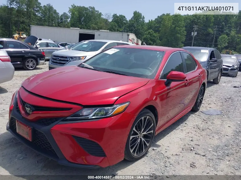 2020 Toyota Camry Se VIN: 4T1G11AK7LU401071 Lot: 40014587