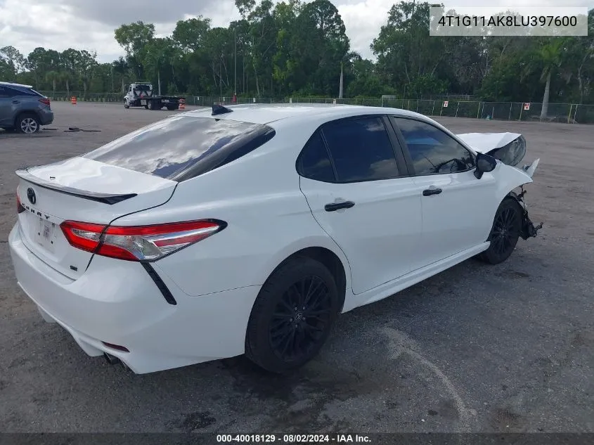 2020 Toyota Camry Se Nightshade Edition VIN: 4T1G11AK8LU397600 Lot: 40018129