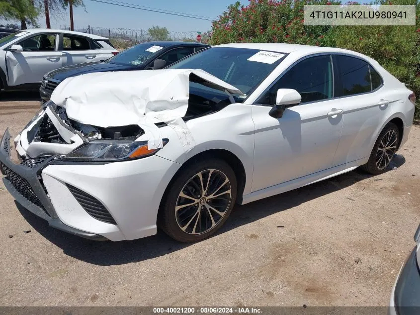 2020 Toyota Camry Se VIN: 4T1G11AK2LU980941 Lot: 40021200