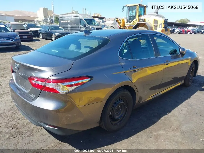 2020 Toyota Camry Le Hybrid VIN: 4T1C31AK2LU545068 Lot: 40036299