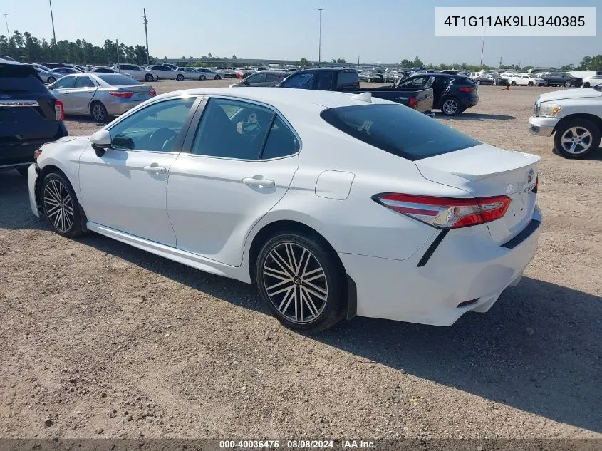 2020 Toyota Camry Se VIN: 4T1G11AK9LU340385 Lot: 40036475