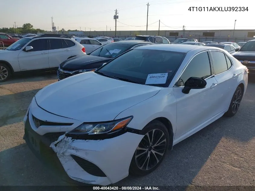 2020 Toyota Camry Se VIN: 4T1G11AKXLU392334 Lot: 40043420