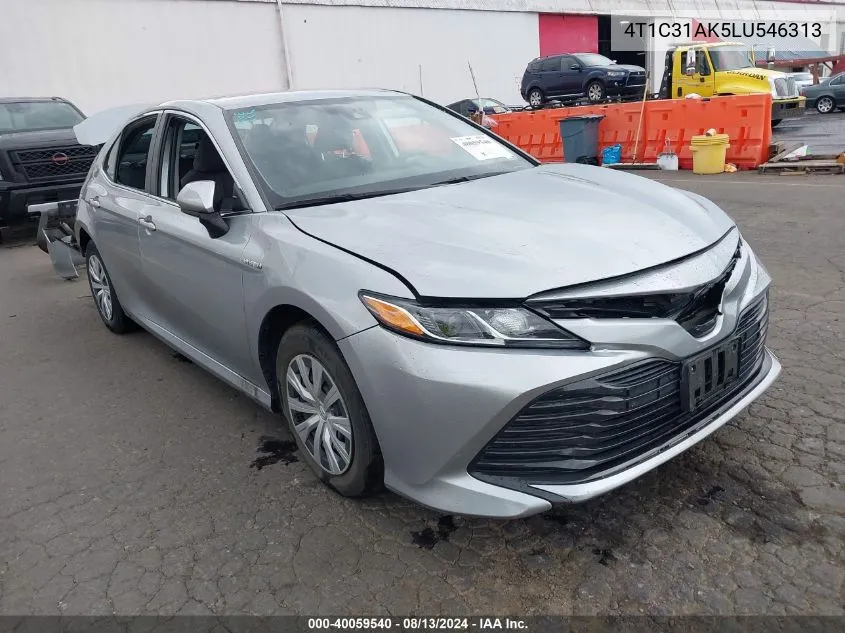 2020 Toyota Camry Le Hybrid VIN: 4T1C31AK5LU546313 Lot: 40059540