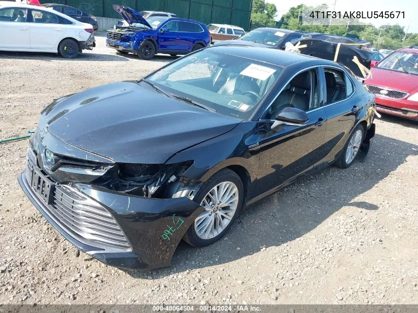 4T1F31AK8LU545671 2020 Toyota Camry Xle Hybrid