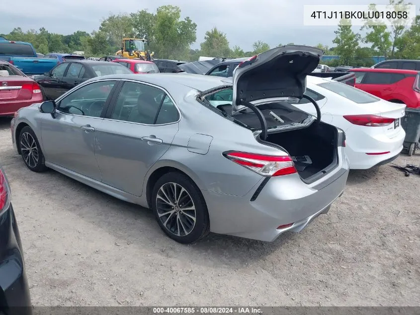 2020 Toyota Camry Se Awd VIN: 4T1J11BK0LU018058 Lot: 40067585