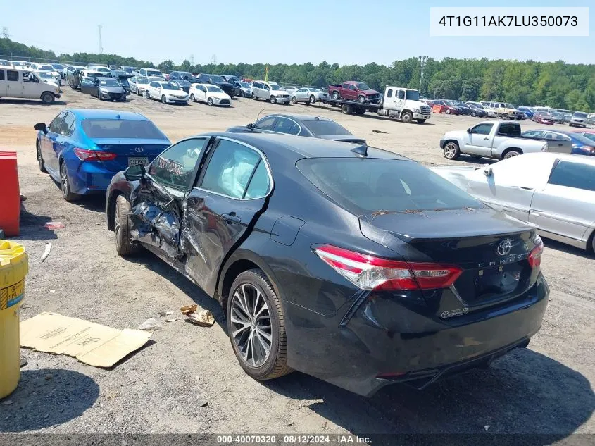 2020 Toyota Camry Se VIN: 4T1G11AK7LU350073 Lot: 40070320