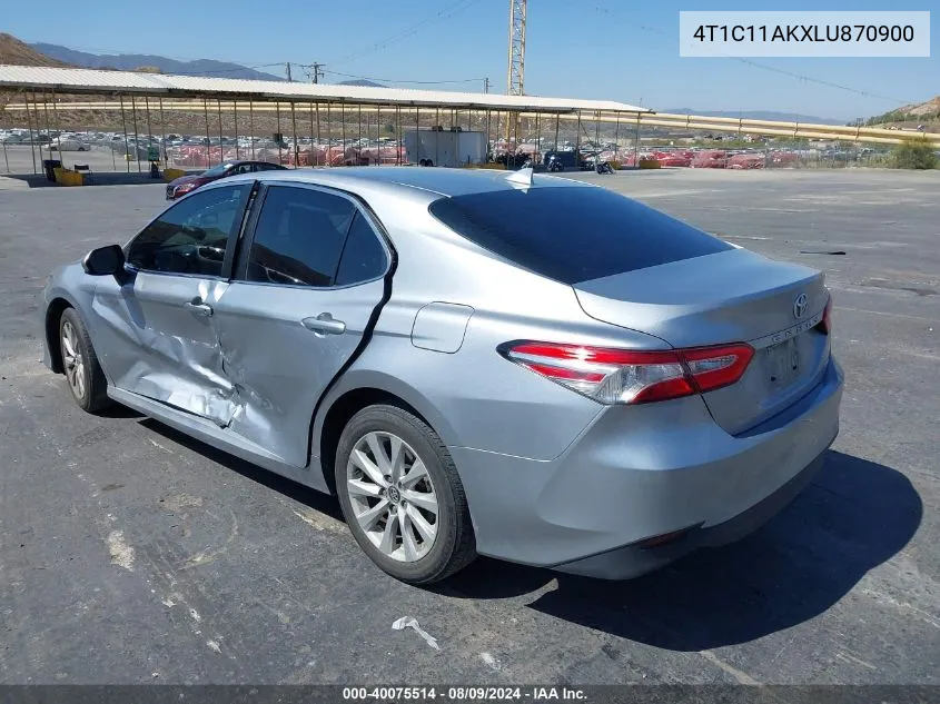 2020 Toyota Camry Le VIN: 4T1C11AKXLU870900 Lot: 40075514