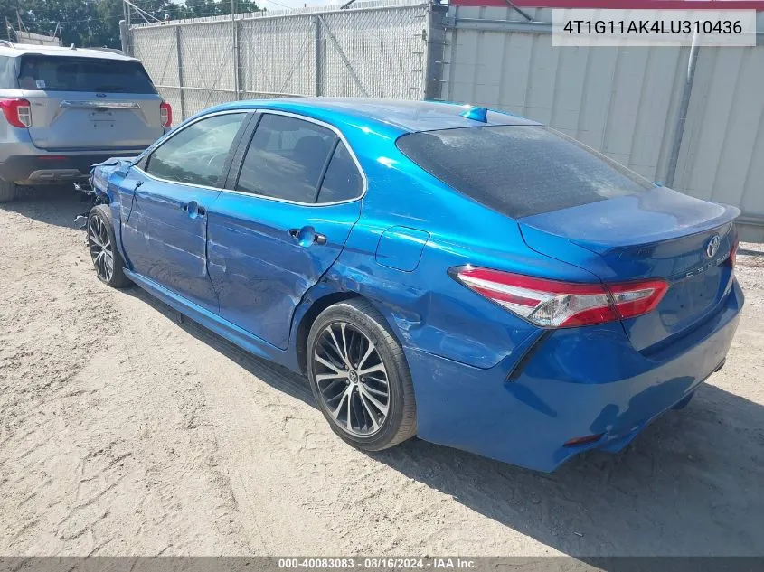 4T1G11AK4LU310436 2020 Toyota Camry Se