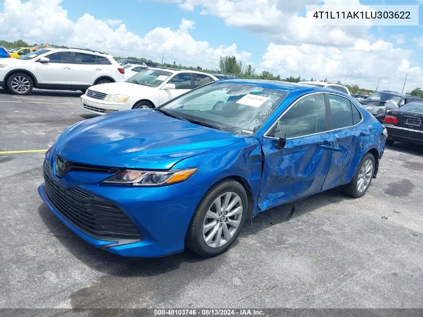 2020 Toyota Camry Le VIN: 4T1L11AK1LU303622 Lot: 40103746