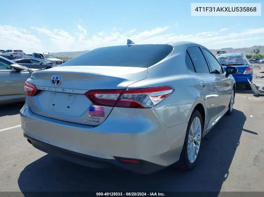 4T1F31AKXLU535868 2020 Toyota Camry Xle Hybrid