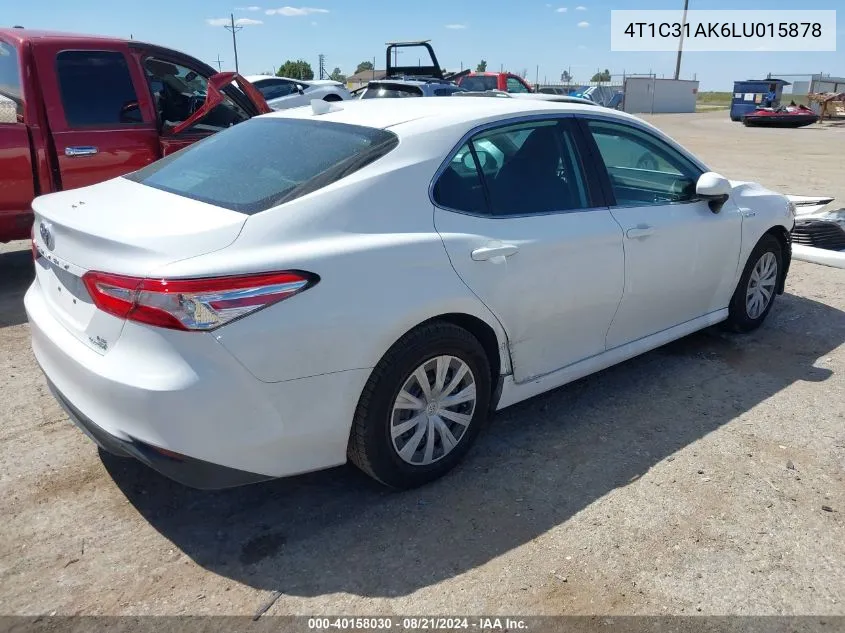 2020 Toyota Camry Le VIN: 4T1C31AK6LU015878 Lot: 40158030