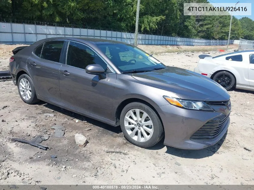 2020 Toyota Camry Le VIN: 4T1C11AK1LU926416 Lot: 40188578