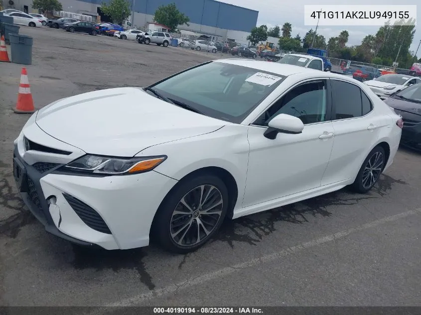 2020 Toyota Camry Se VIN: 4T1G11AK2LU949155 Lot: 40190194