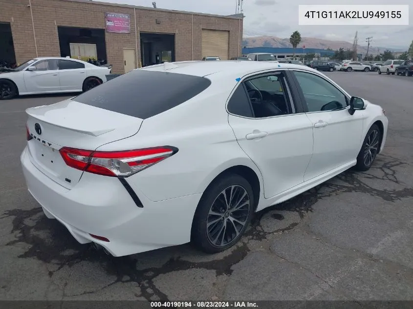 2020 Toyota Camry Se VIN: 4T1G11AK2LU949155 Lot: 40190194