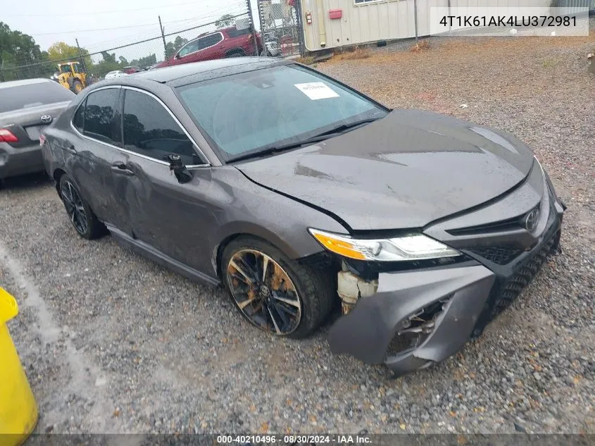 2020 Toyota Camry Xse VIN: 4T1K61AK4LU372981 Lot: 40210496