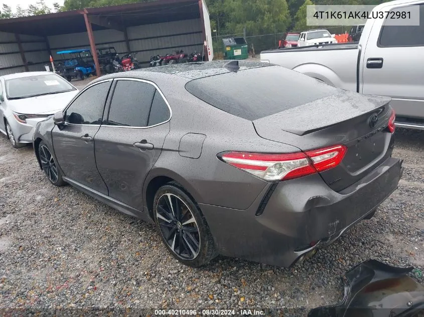 2020 Toyota Camry Xse VIN: 4T1K61AK4LU372981 Lot: 40210496