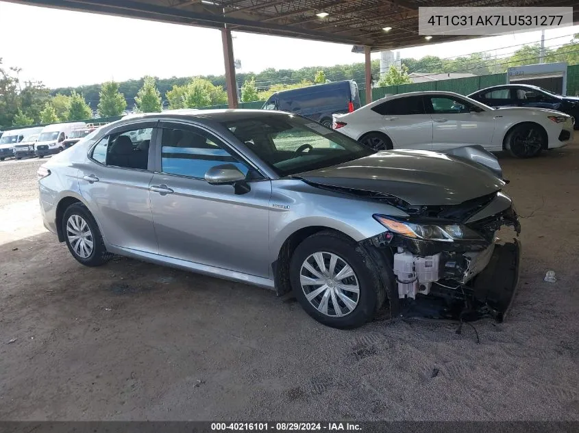 2020 Toyota Camry Le Hybrid VIN: 4T1C31AK7LU531277 Lot: 40216101