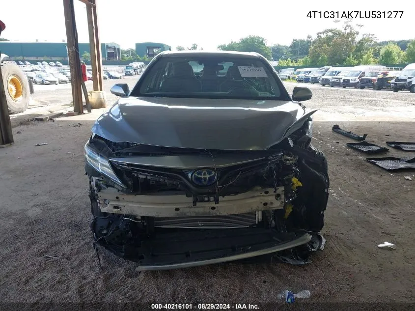 2020 Toyota Camry Le Hybrid VIN: 4T1C31AK7LU531277 Lot: 40216101