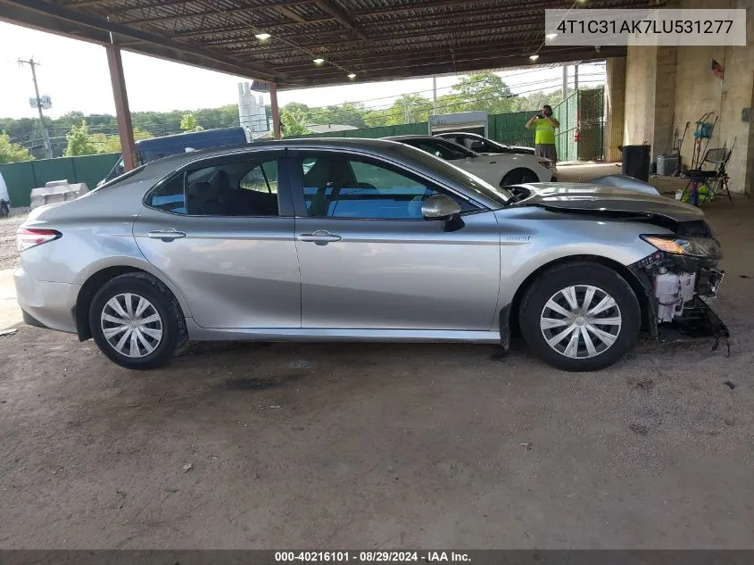 2020 Toyota Camry Le Hybrid VIN: 4T1C31AK7LU531277 Lot: 40216101