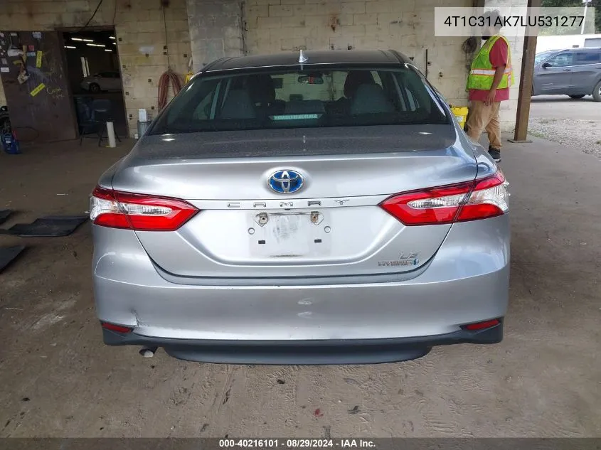 2020 Toyota Camry Le Hybrid VIN: 4T1C31AK7LU531277 Lot: 40216101