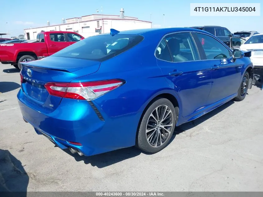 2020 Toyota Camry Se VIN: 4T1G11AK7LU345004 Lot: 40243600