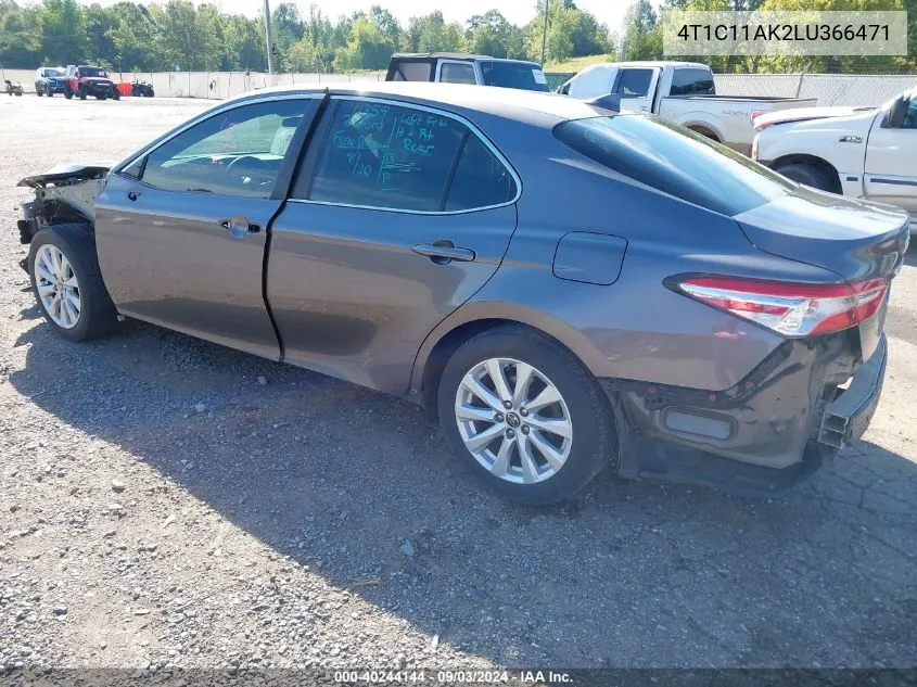 2020 Toyota Camry Le VIN: 4T1C11AK2LU366471 Lot: 40244144