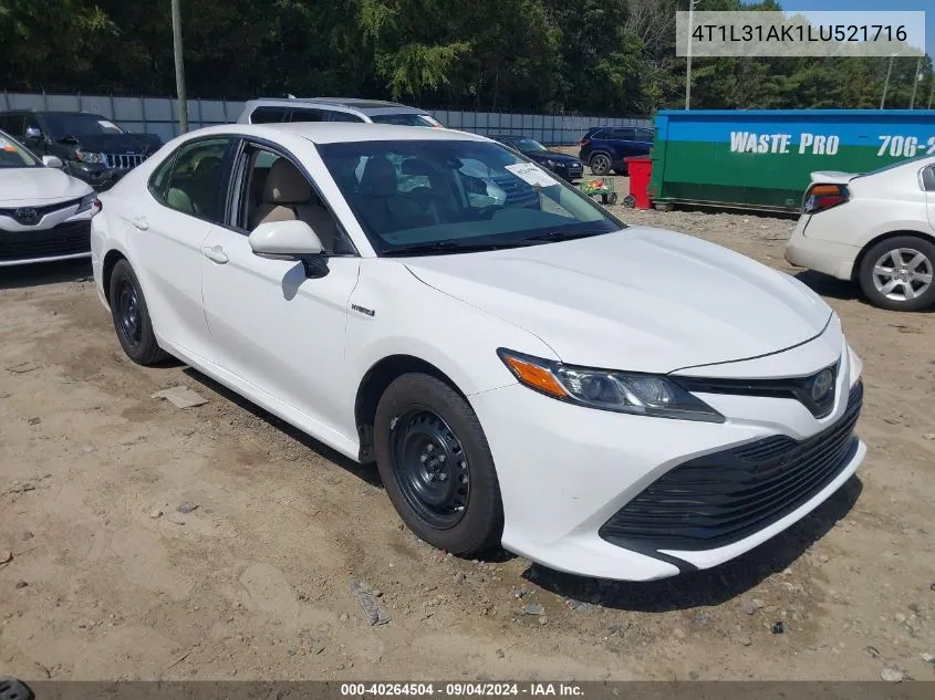 2020 Toyota Camry Le VIN: 4T1L31AK1LU521716 Lot: 40264504