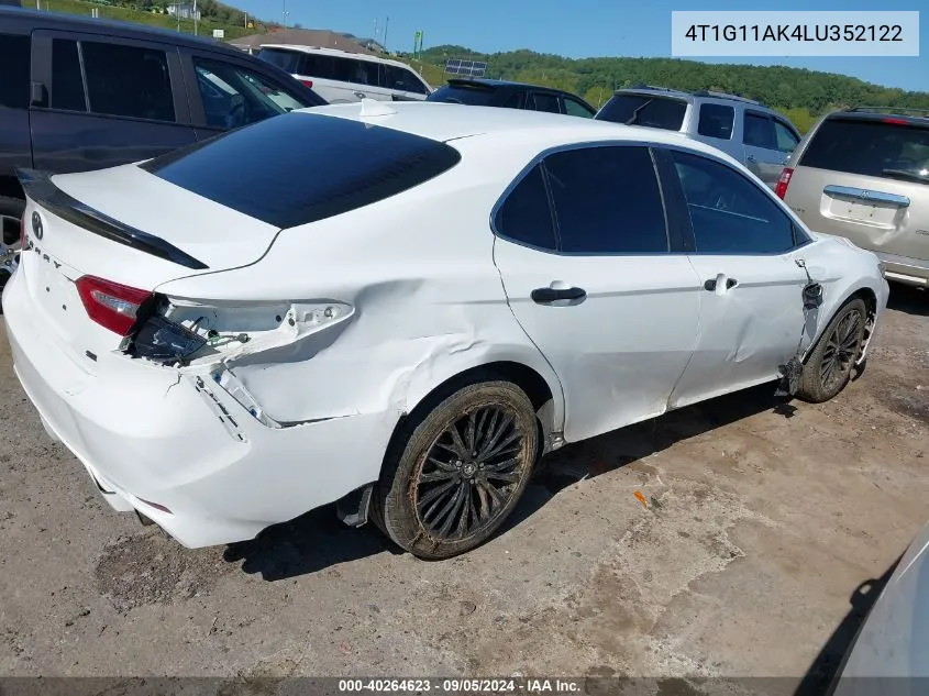 2020 Toyota Camry Se VIN: 4T1G11AK4LU352122 Lot: 40264623