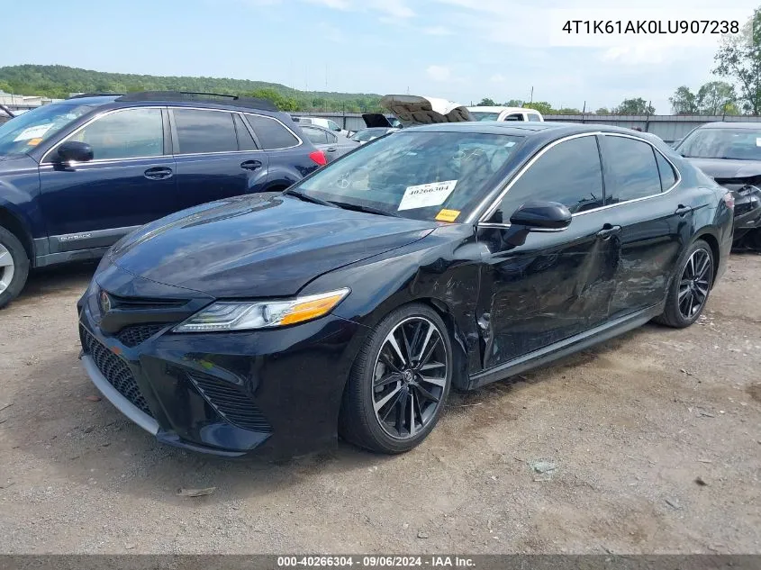 2020 Toyota Camry Xse VIN: 4T1K61AK0LU907238 Lot: 40266304