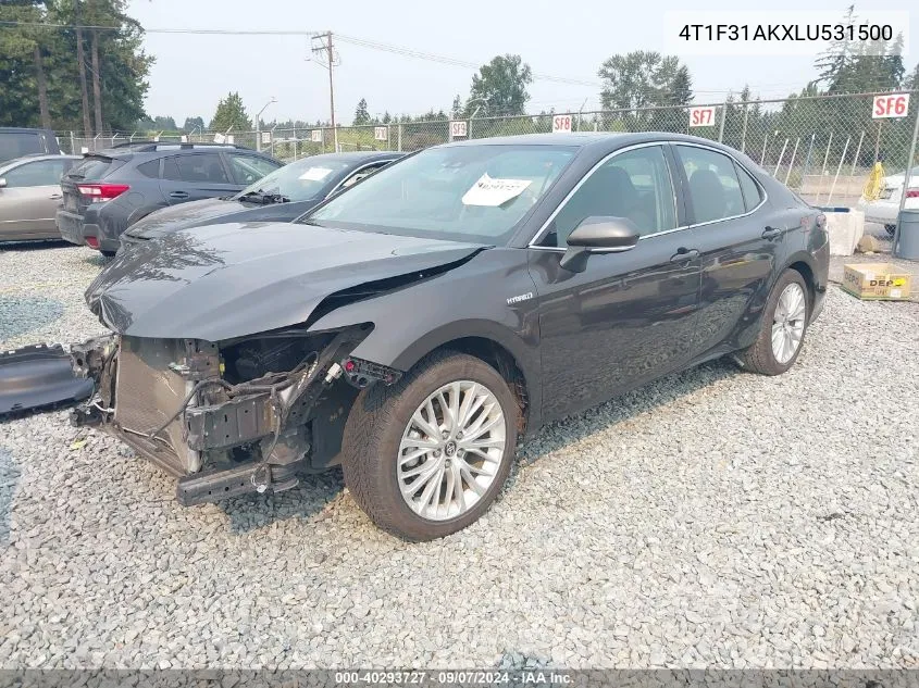 4T1F31AKXLU531500 2020 Toyota Camry Xle Hybrid