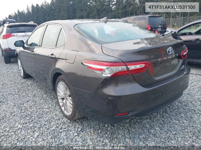 4T1F31AKXLU531500 2020 Toyota Camry Xle Hybrid