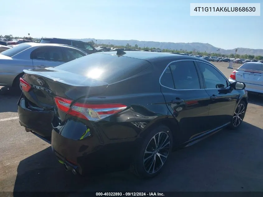 2020 Toyota Camry Se VIN: 4T1G11AK6LU868630 Lot: 40322893