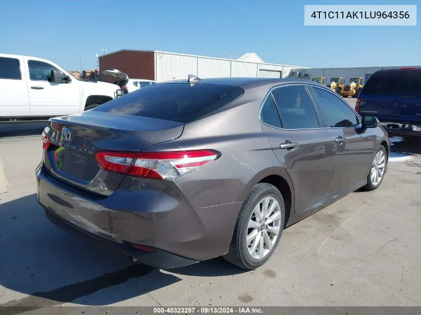 2020 Toyota Camry Le VIN: 4T1C11AK1LU964356 Lot: 40323287