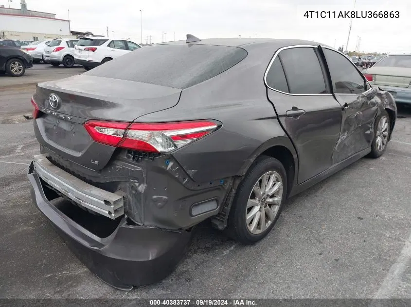 2020 Toyota Camry Le VIN: 4T1C11AK8LU366863 Lot: 40383737