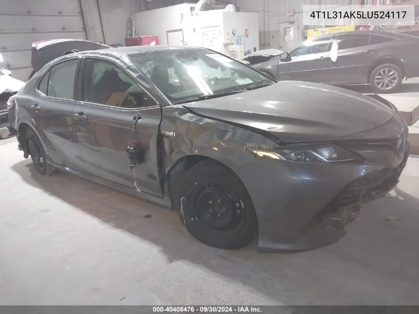 2020 Toyota Camry Le Hybrid VIN: 4T1L31AK5LU524117 Lot: 40408476