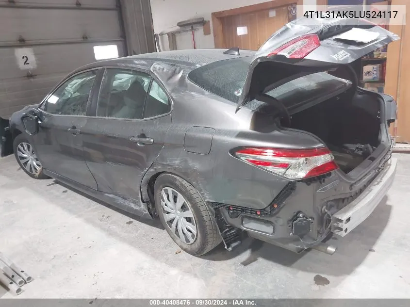 2020 Toyota Camry Le Hybrid VIN: 4T1L31AK5LU524117 Lot: 40408476