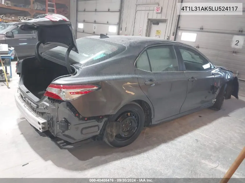 2020 Toyota Camry Le Hybrid VIN: 4T1L31AK5LU524117 Lot: 40408476