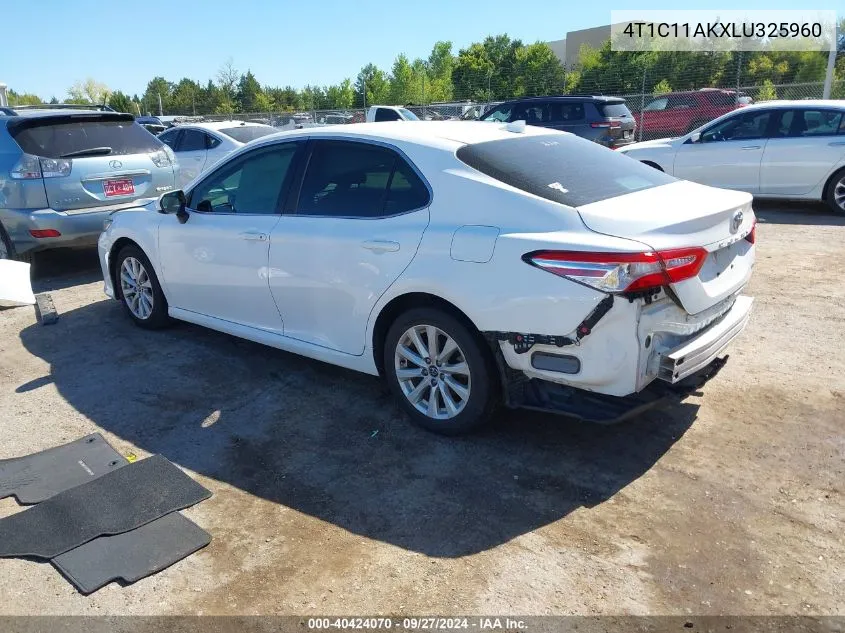 2020 Toyota Camry Le VIN: 4T1C11AKXLU325960 Lot: 40424070