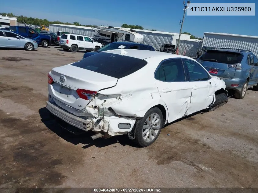 2020 Toyota Camry Le VIN: 4T1C11AKXLU325960 Lot: 40424070