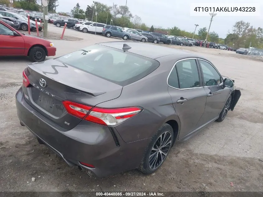 2020 Toyota Camry Se VIN: 4T1G11AK6LU943228 Lot: 40448085