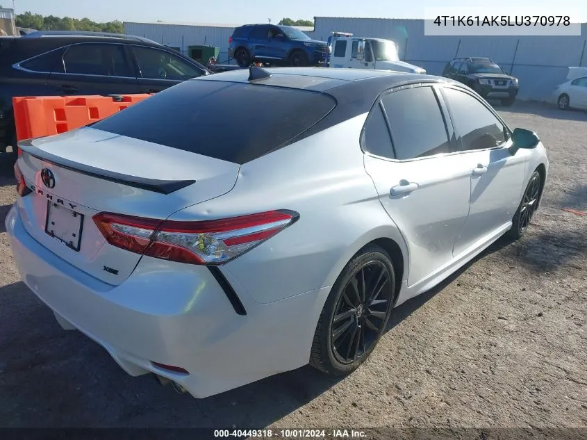 2020 Toyota Camry Xse VIN: 4T1K61AK5LU370978 Lot: 40449318