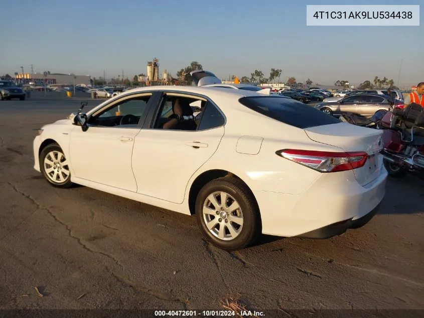 2020 Toyota Camry Le VIN: 4T1C31AK9LU534438 Lot: 40472601