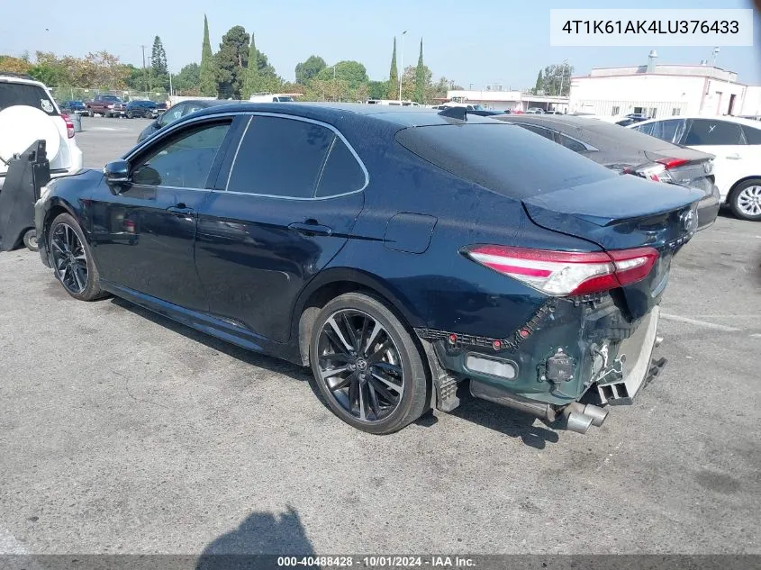 2020 Toyota Camry Xse VIN: 4T1K61AK4LU376433 Lot: 40488428