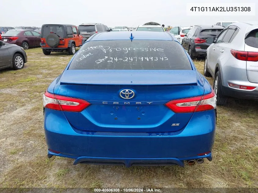 2020 Toyota Camry Se/Se Night Shade VIN: 4T1G11AK2LU351308 Lot: 40506308