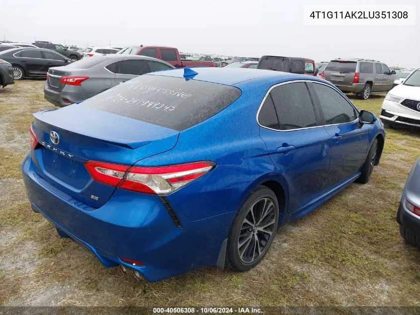 2020 Toyota Camry Se/Se Night Shade VIN: 4T1G11AK2LU351308 Lot: 40506308