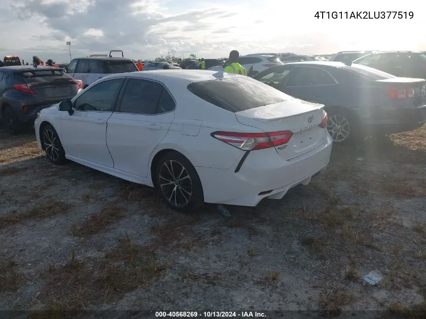 2020 Toyota Camry Se VIN: 4T1G11AK2LU377519 Lot: 40568269