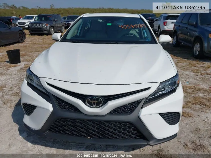 2020 Toyota Camry Se VIN: 4T1G11AK6LU362795 Lot: 40570285