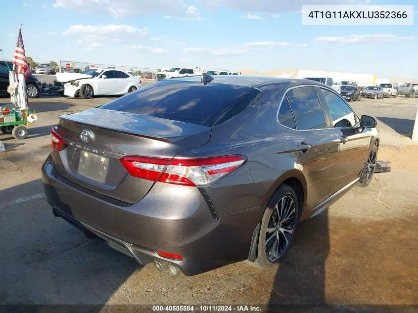 2020 Toyota Camry Se VIN: 4T1G11AKXLU352366 Lot: 40585584