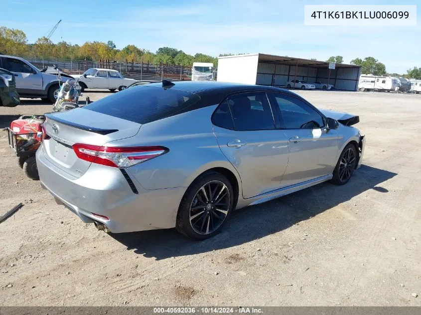 2020 Toyota Camry Xse Awd VIN: 4T1K61BK1LU006099 Lot: 40592036