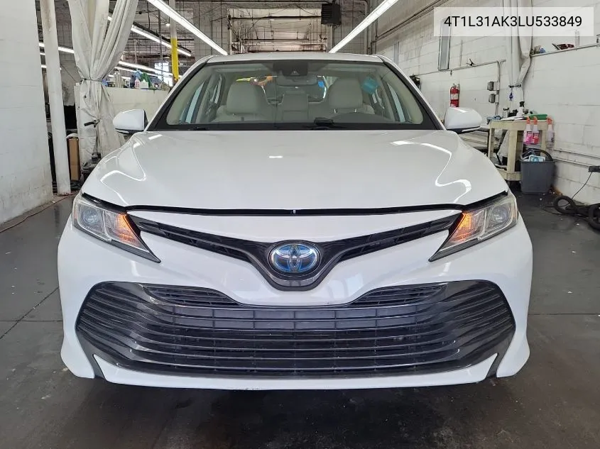 2020 Toyota Camry Le Hybrid VIN: 4T1L31AK3LU533849 Lot: 40613781